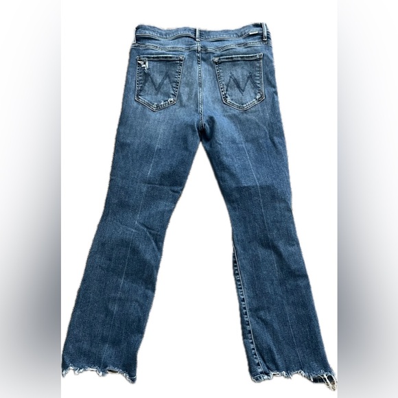 MOTHER Blue Distressed Flare Jeans - Picture 6 of 7